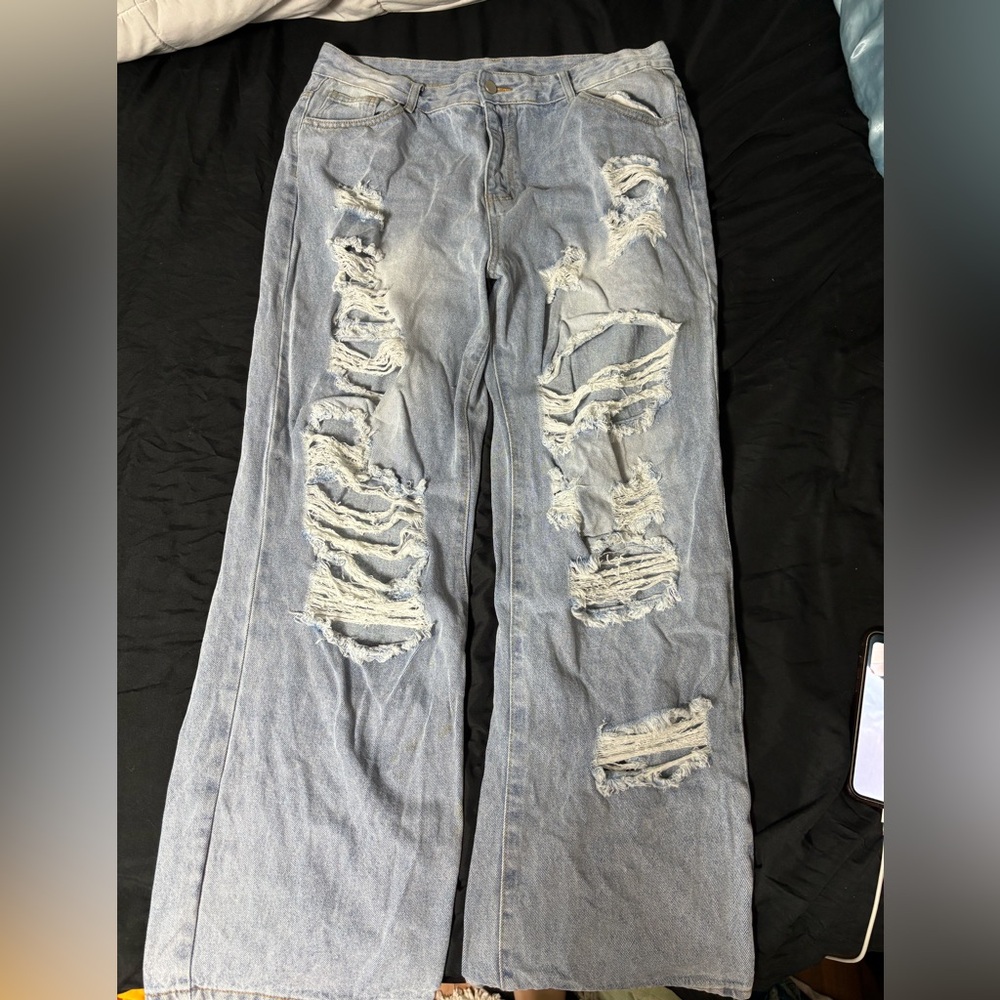 Distressed Light Blue Jeans